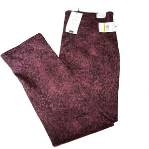 Gloria Vanderbilt 14 mid rise wine animal print cropped jeans pants‎